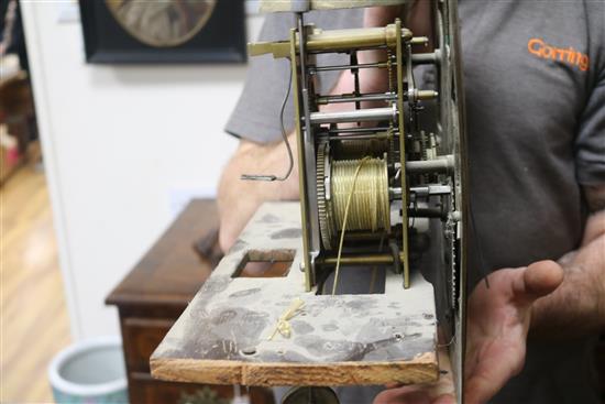 A George III inlaid oak eight day longcase clock, H.200cm